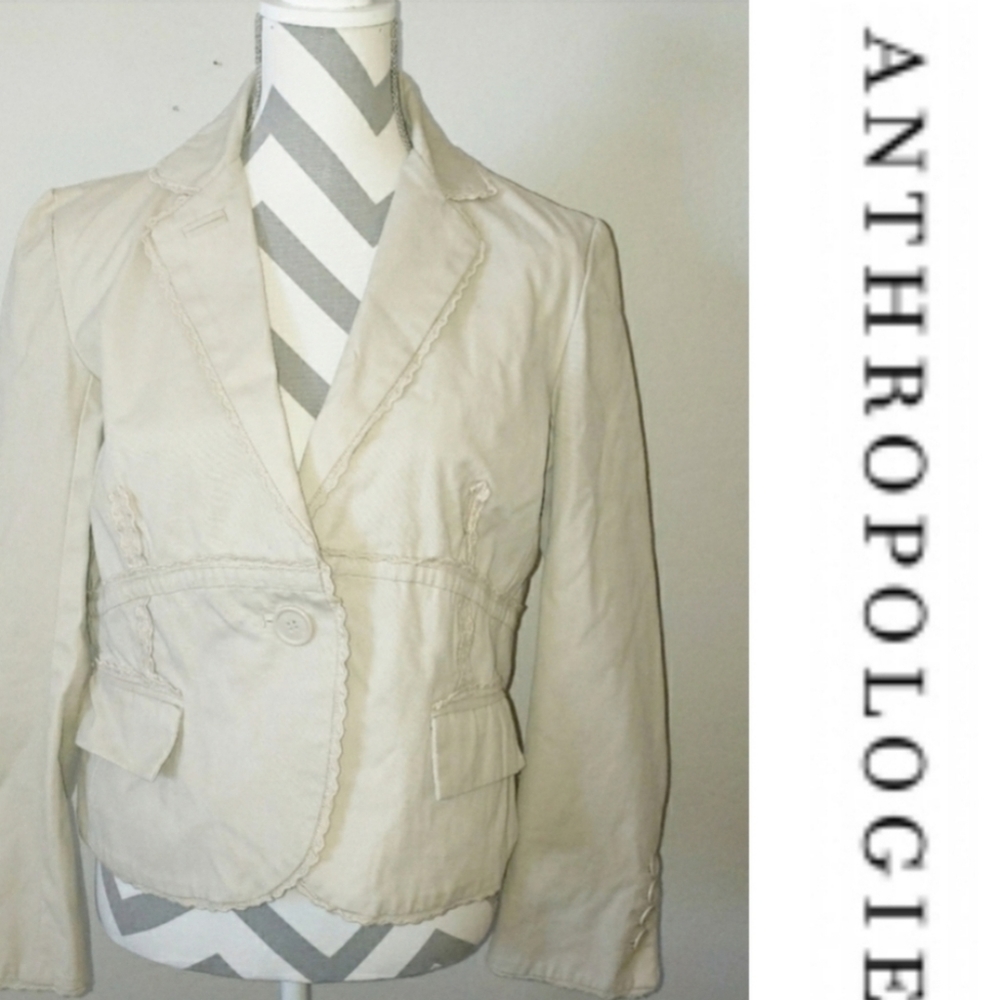 LUII by Anthropologie womens blazer in light tan size Medium